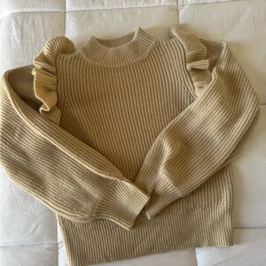Women's Ruffled Beige Sweater